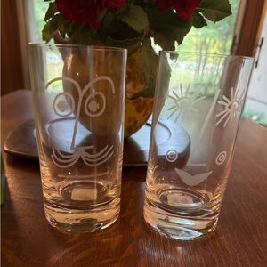 NIB Kate Spade Lenox Two of a Kind - Faces - Set of Two Hiball Glasses 16 oz